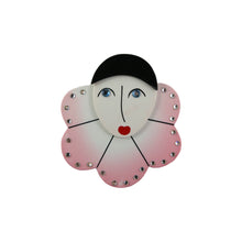 Load image into Gallery viewer, Pavone Signed Harlequin Pink Face Large Brooch Pin