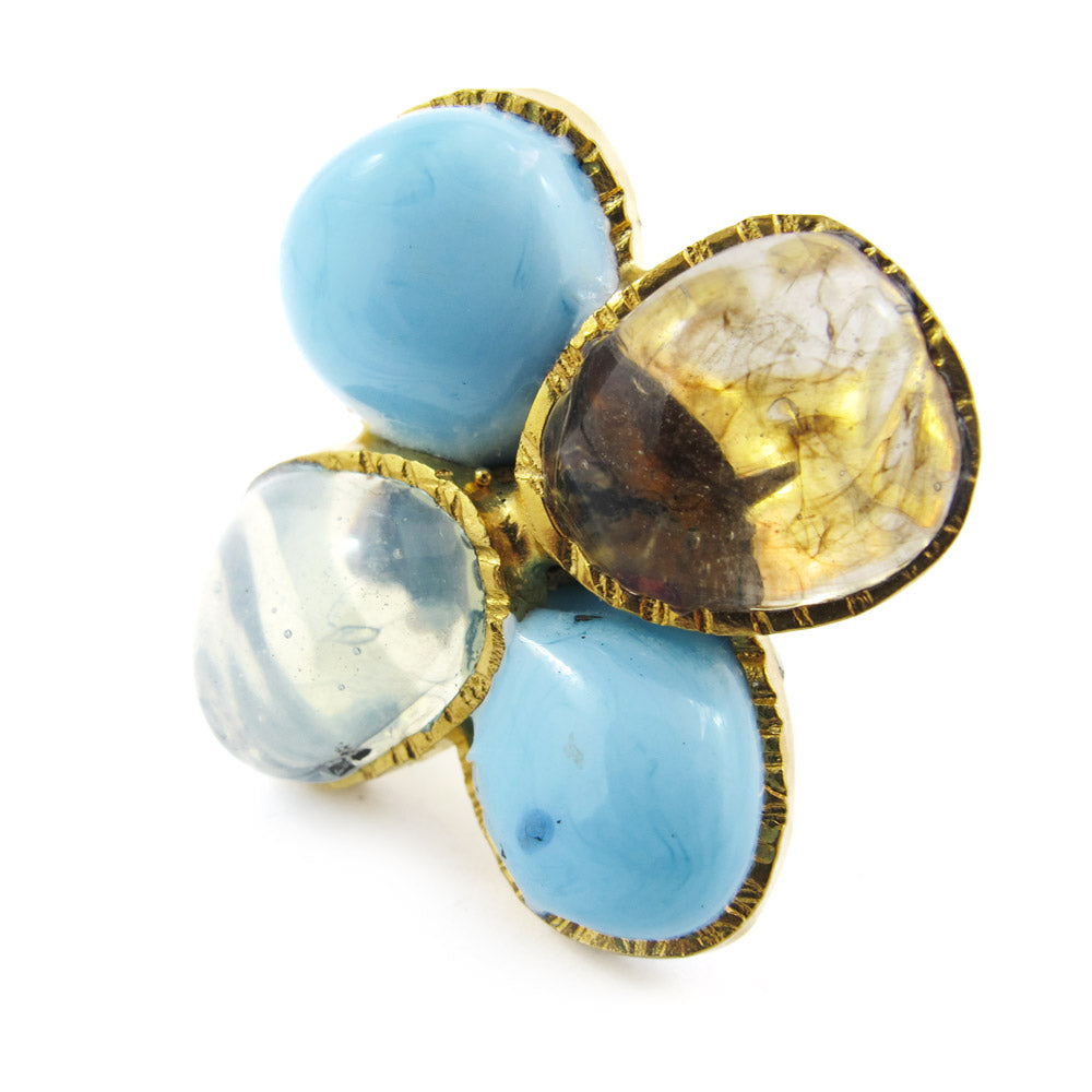 Pate-de-Verre (Hand-Poured-Glass Abstract Ring)