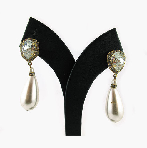 Harlequin Market Crystal and Pearl Earrings