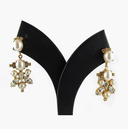 Harlequin Market Faux Pearl & Crystal Earrings
