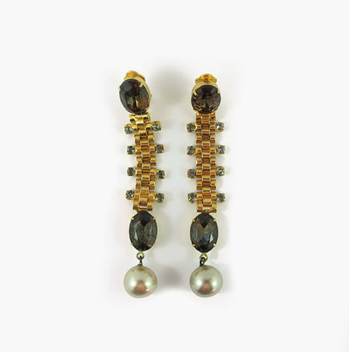 Harlequin Market Crystal and Pearl Drop Earrings