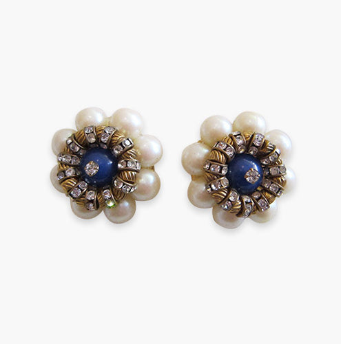 Vintage Faux Pearl Earrings -(Clip- On Earrings)