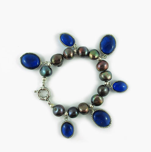 Pate-de-Verre & Freshwater Pearl Bracelet