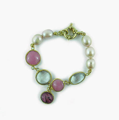 Pate-de-Verre & Freshwater Pearl Bracelet