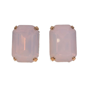 Harlequin Market Austrian Crystal Rectangle Earrings - Pink Opal (Pierced)