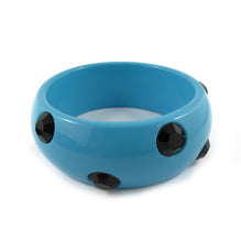 Load image into Gallery viewer, HQM Contemporary Signed &#39;Raffia &amp; Bossa Paris&#39; Spotted Cuff - Blue - Black