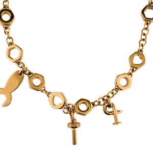 Prada Gold Tone Nuts & Bolts Necklace
