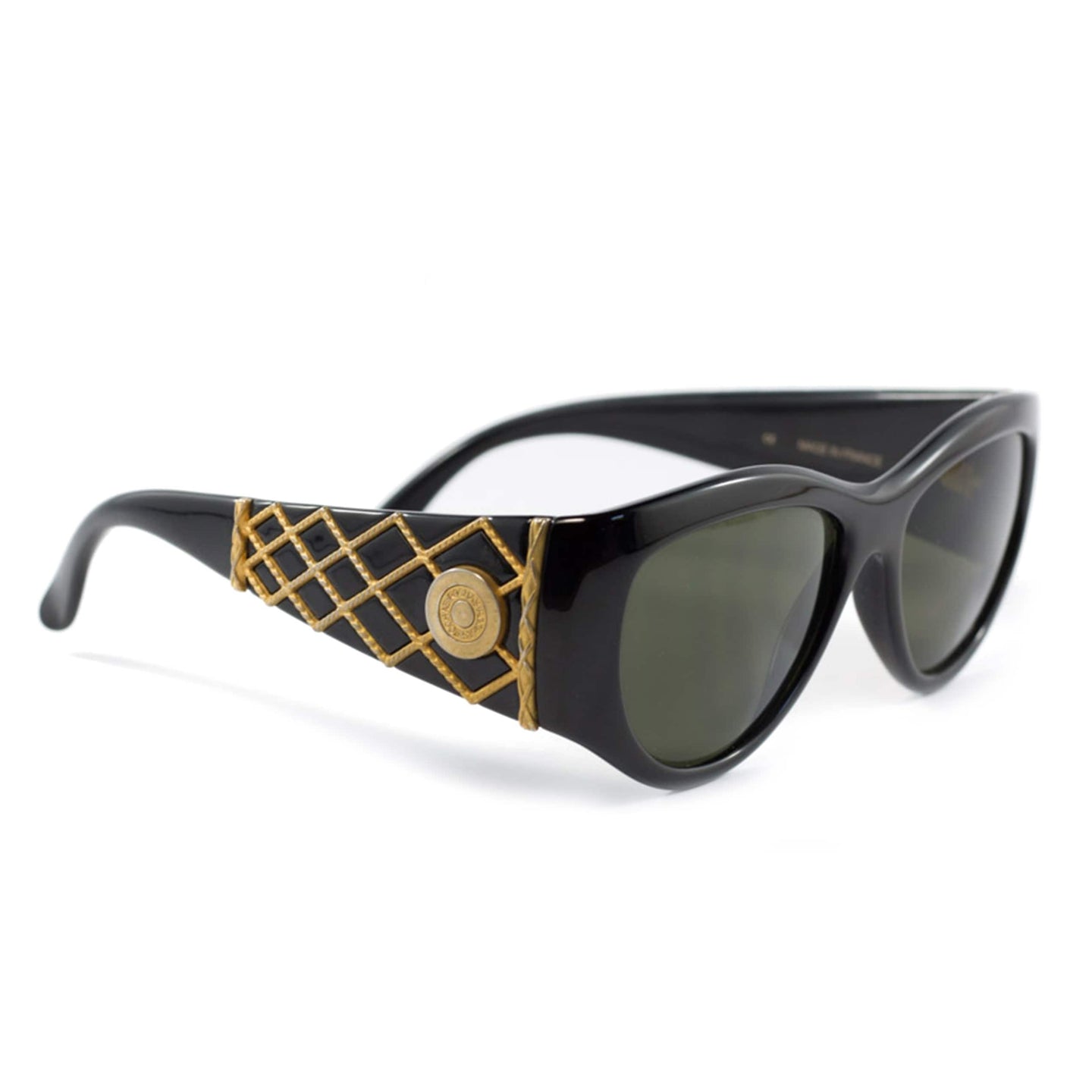 Rochas Vintage Sunglasses | Rochas Paris 90s Black - Gold Metal Detail Sunglasses