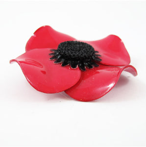 HQM - Signed 'C.D' Resin Pink Poppy Flower Brooch
