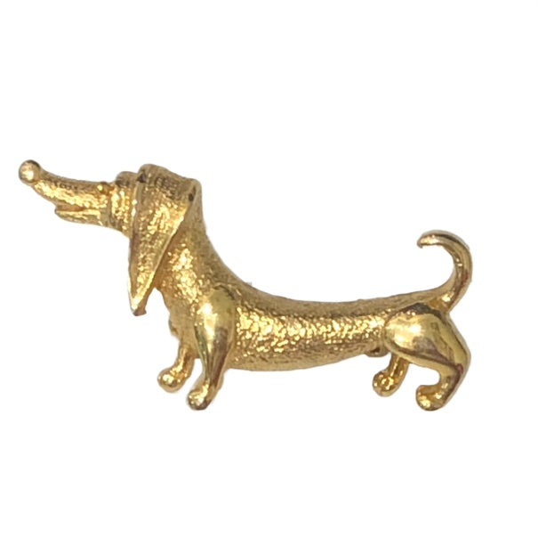 Vintage Gold Plated Sausage Dog Brooch