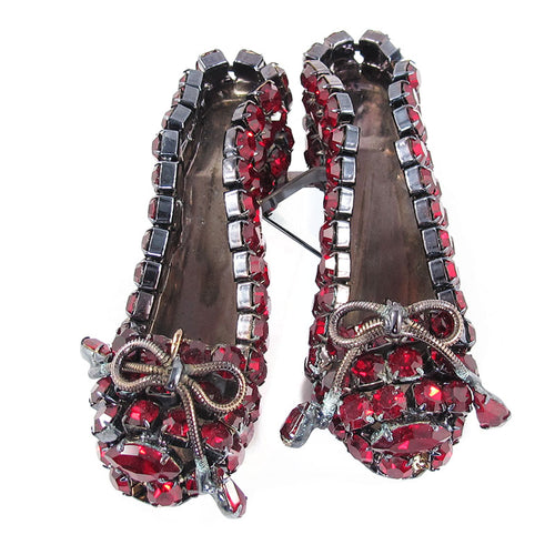 Signed David Mandel for The Show Must Go On Ruby Crystal Slippers Brooch