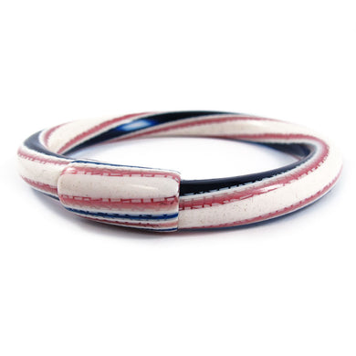 Lea Stein Vintage Jonc Swirl Bangle - White Pink Navy