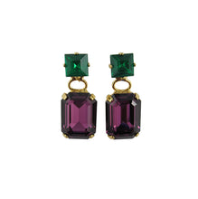 Load image into Gallery viewer, Harlequin Market Double Crystal Earrings - Clear &amp; Black Diamond