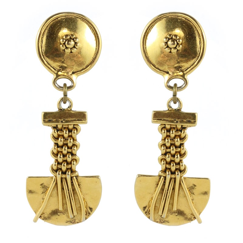 Vintage Gold Tone Statement Earrings c. 1980 (Clip-on)