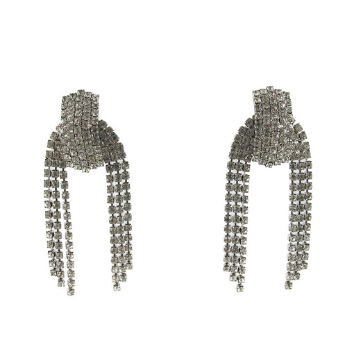 Vintage 1940's Clear Crystal Deco Knot Tassel Earrings