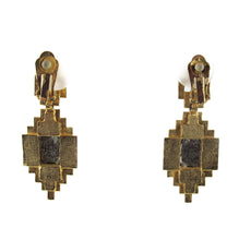 Load image into Gallery viewer, Vintage 1950&#39;s USA Geometric Shape Gold Plated - Rhinestone Earrings