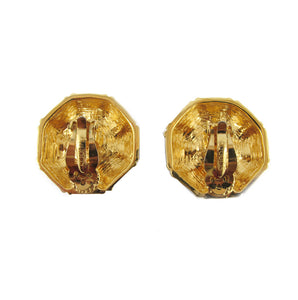 Vintage USA Black Enamel - Gold Plated Signed 'St. John' Earrings