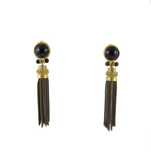 Load image into Gallery viewer, Vintage Tassel Earrings with Black Glass Bead Detail