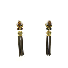 Load image into Gallery viewer, Vintage Tassel Earrings with Black Glass Bead Detail