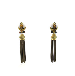 Vintage Tassel Earrings with Black Glass Bead Detail