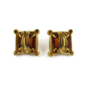 Vintage Signed 'Karl Largerfeld' Gold Plated Topaz Glass Stone Earrings - (Clip-On Earrings)