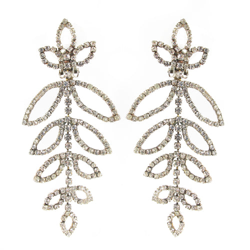 Vintage Clear Crystal Rhinestone Statement Earrings c.1960