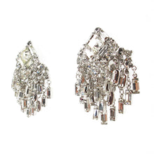 Load image into Gallery viewer, Vintage Art Deco Style Clear Crystal Rhinestone Cluster Earrings c. 1950