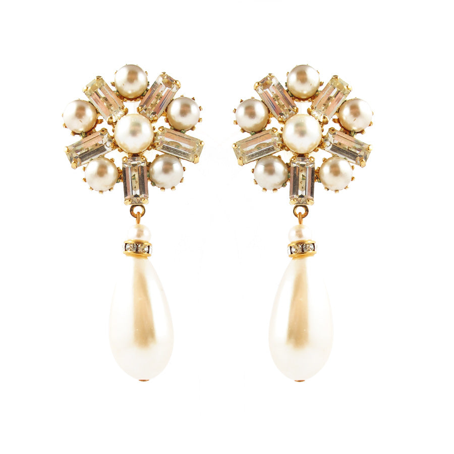 Harlequin Market Austrian Crystal and Faux Pearl Drop Earrings