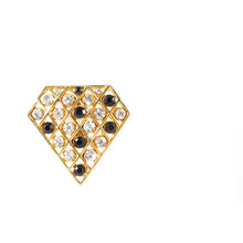 Load image into Gallery viewer, Vintage Gold Tone Earrings with Clear and Black Crystals c. 1970- ( Clip on Earrings)