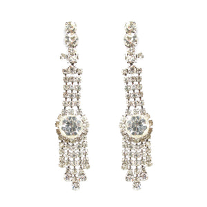 Vintage Clear Crystal Rhinestone Art Deco Style Earrings c. 1950