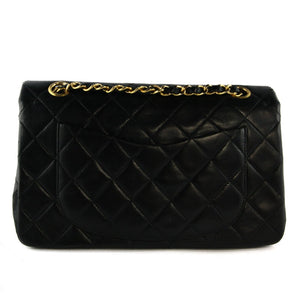Chanel Vintage Black Leather Double Flap Classic 9" Bag with Gold Hardware c. 1990 - Harlequin Market