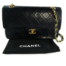 Load image into Gallery viewer, Chanel Vintage Black Leather Double Flap Classic 9&quot; Bag with Gold Hardware c. 1990 - Harlequin Market