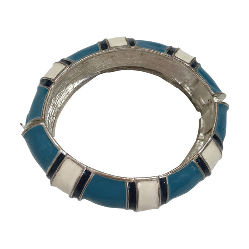 Vintage Blue, White, Black Enamel Bangle c.1970s
