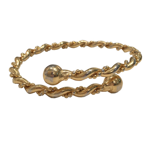 Thin Twisted Textural Gold Bangle c.1970s