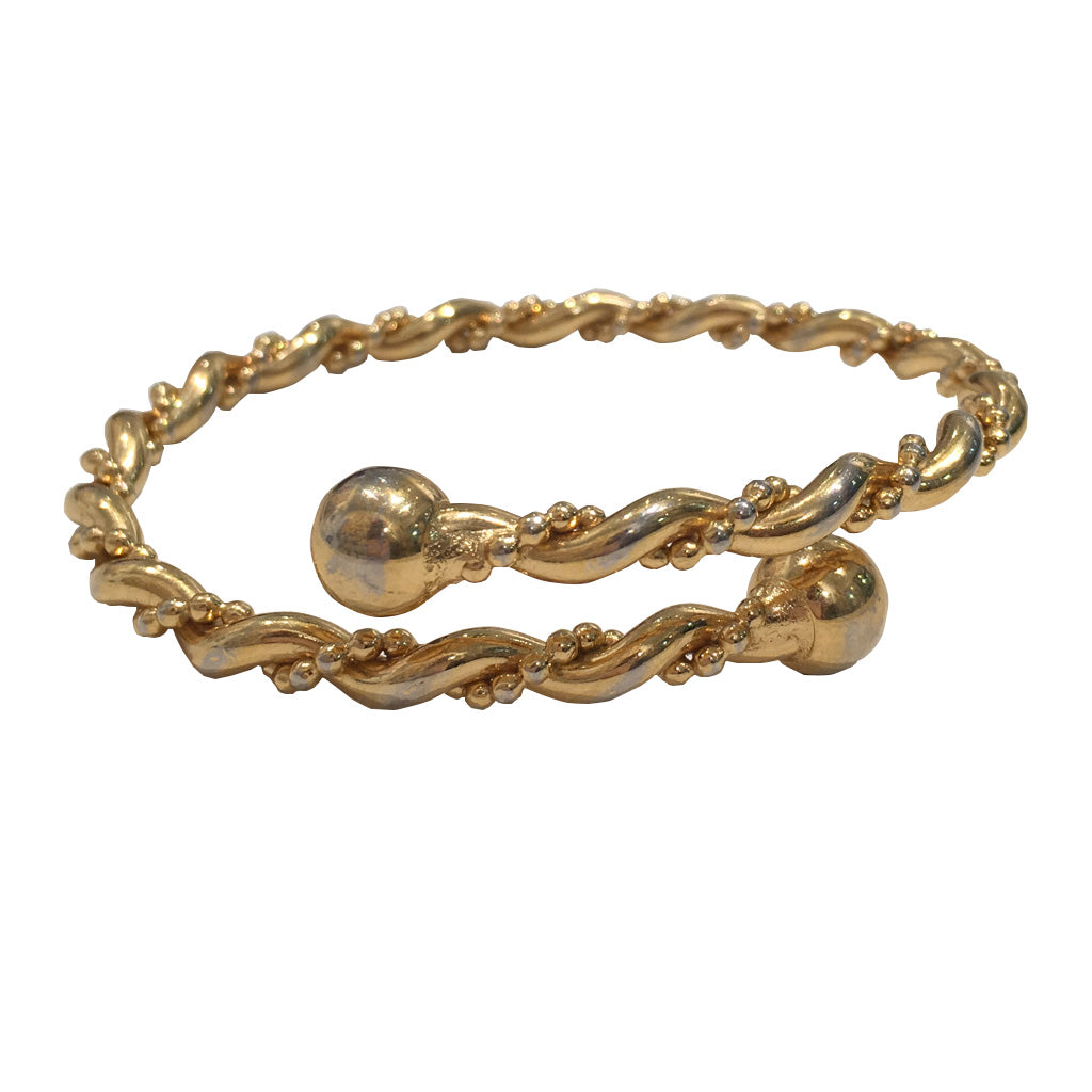 Thin Twisted Textural Gold Bangle c.1970s