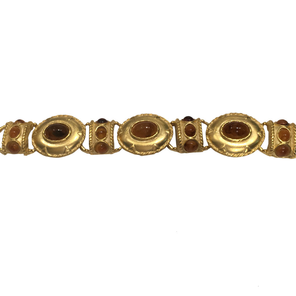 Unsigned Vintage Yellow Gold & Amber Tone Bracelet c.1980s