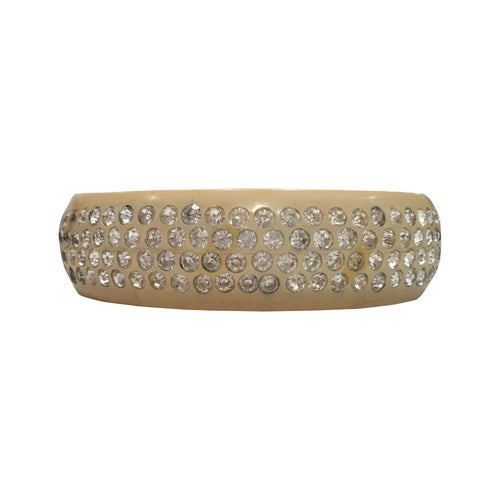 Large Rare Celluloid Four Row Encrusted Clear Crystal Bangle c.1930s