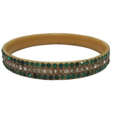 Load image into Gallery viewer, Rare Vintage Green &amp; Clear Crystal Encrusted Celluloid Bangle c.1930s