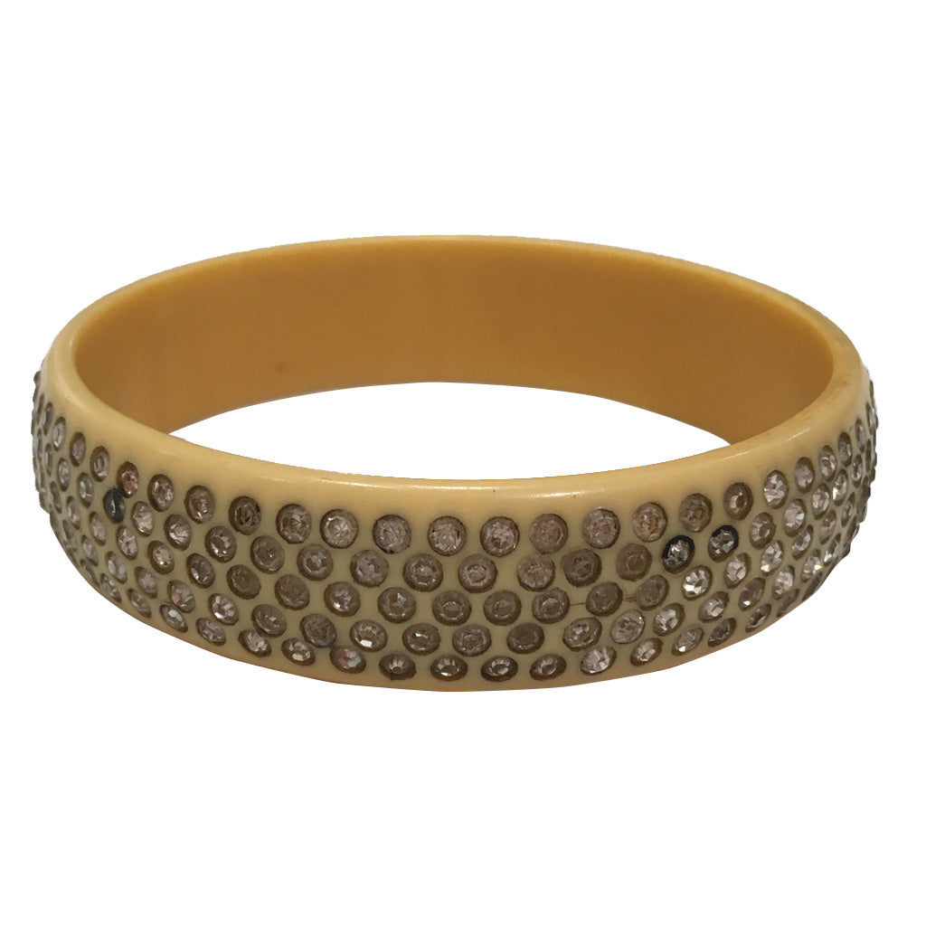 Large Rare Celluloid Five Row Encrusted Clear Crystal Bangle c.1930s