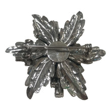 Load image into Gallery viewer, Unsigned Vintage Daisy Black &amp; Clear Crystal Brooch