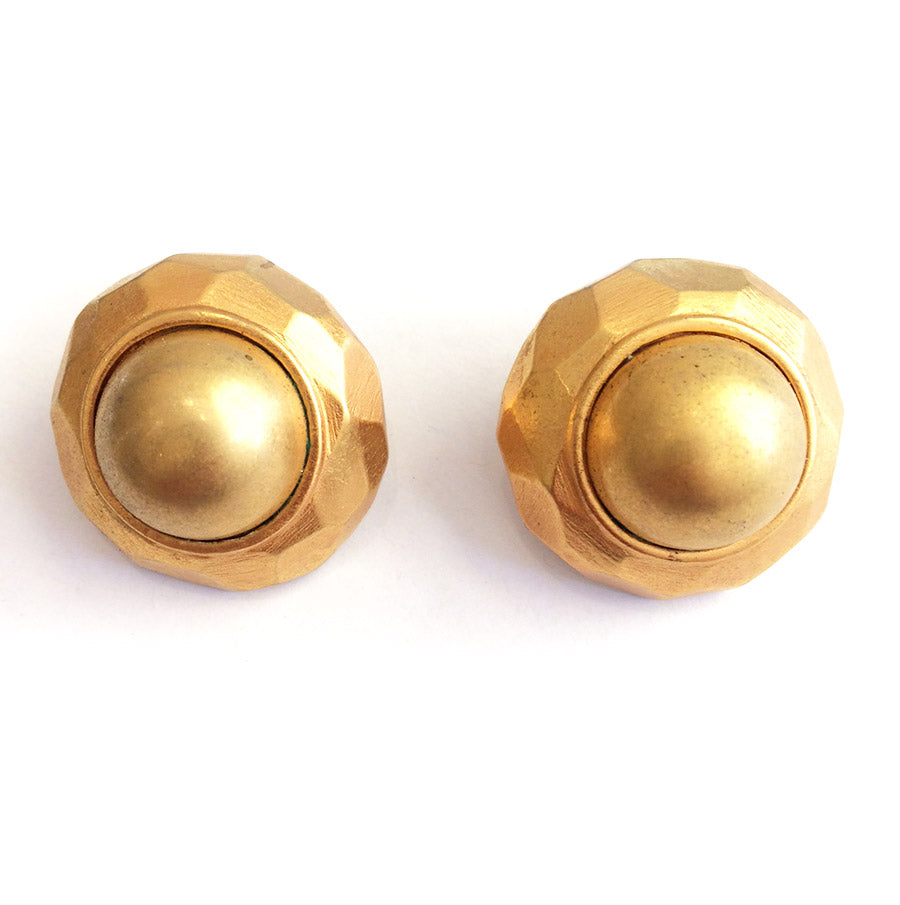 Vintage Goldtone Faceted Statement Earrings- (Clip-On Earrings)