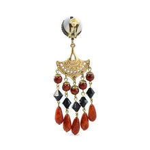 Load image into Gallery viewer, Vintage Unsigned Multi Bead - Gold Tone Dangle Earrings (Clip-on)