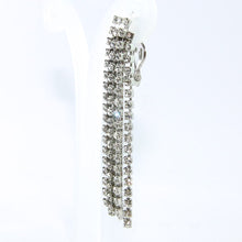 Load image into Gallery viewer, Vintage Clear Crystal Rhinestone Long Tassel Earrings c. 1970 (Clip-on)