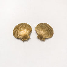 Load image into Gallery viewer, Whimsical Shell Vintage Signed &quot;YSL&quot; Gold Tone Clip On Earrings c.1980s