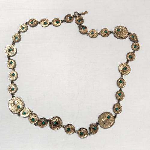 Unique Varying Gold Tone Coin & Bead Vintage Signed 