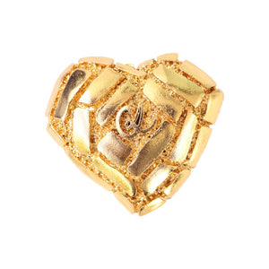 Christian Lacroix Signed Vintage Gold Tone Large Heart Brooch - Harlequin Market