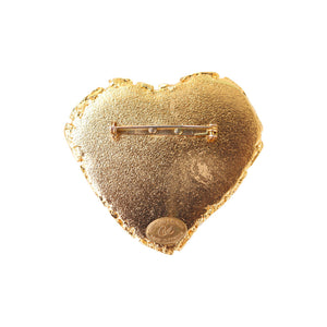 Christian Lacroix Signed Vintage Gold Tone Large Heart Brooch - Harlequin Market