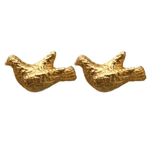Load image into Gallery viewer, Dominque Aurientis Signed Vintage Dove Gold Tone Beaten Earrings