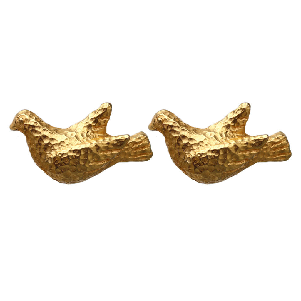 Dominque Aurientis Signed Vintage Dove Gold Tone Beaten Earrings