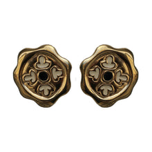 Load image into Gallery viewer, Givenchy Signed Vintage Gold Tone Hexagonal Earrings With Enamel Detail (Clip-on)
